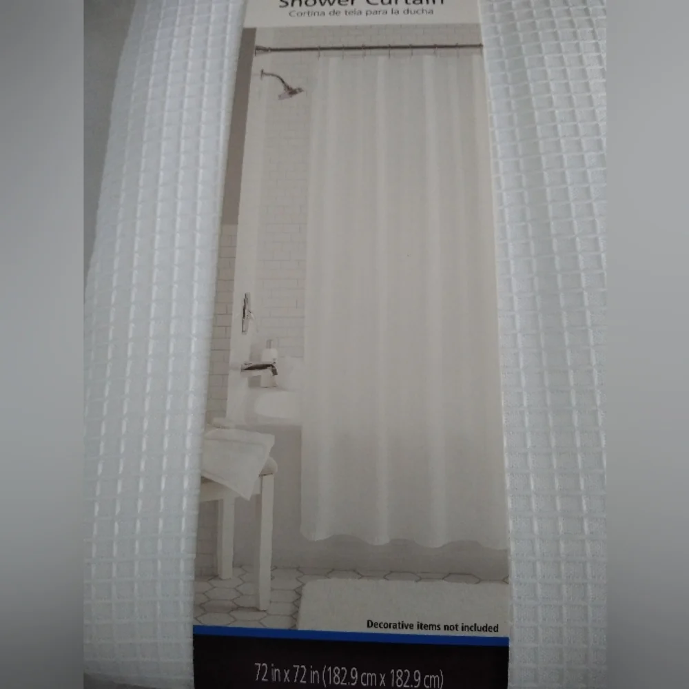Mainstays Fabric Shower Curtain Waffle White 72x72